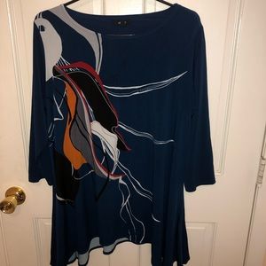 ALFANI blue green blouse